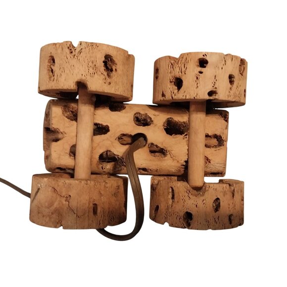 Vintage Western Wagon Lamp Cholla Wood Cactus Base WORKS - Picture 5 of 8